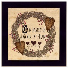 "Our Family is a work of the Heart" Linda Spivey, Ready to Hang Framed Print, Black Frame