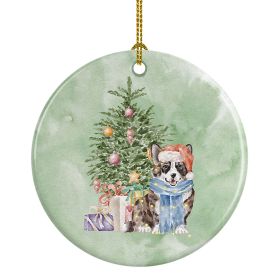 Corgi Cardigan Christmas Presents and Tree Ceramic Ornament Christmas Tree Hanging Decorations for Home Christmas Holiday, Party, Gift, 3 in