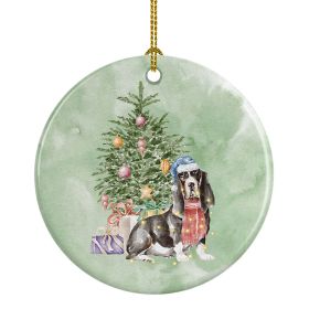 Basset Hound #2 Christmas Presents and Tree Ceramic Ornament Christmas Tree Hanging Decorations for Home Christmas Holiday, Party, Gift, 3 in