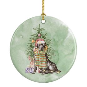 Labrador Retriever Black Christmas Presents and Tree Ceramic Ornament Christmas Tree Hanging Decorations for Home Christmas Holiday, Party, Gift,