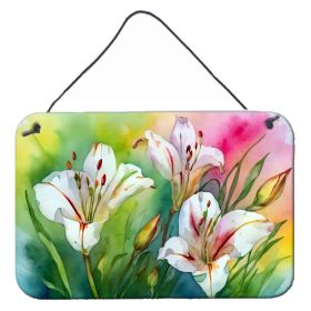 NEW Utah Sego Lilies in Watercolor Wall or Door Hanging Prints Aluminum Metal Sign Kitchen Wall Bar Bathroom Plaque Home Decor, 8HX12W, Multicolo