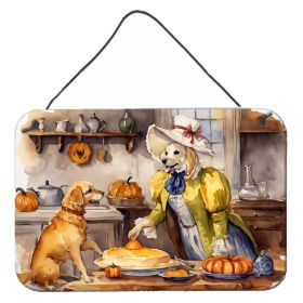 NEW Yellow Lab Fall Kitchen Pumpkins Wall or Door Hanging Prints Aluminum Metal Sign Kitchen Wall Bar Bathroom Plaque Home Decor, 8HX12W, Multico