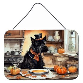 NEW Scottish Terrier Fall Kitchen Pumpkins Wall or Door Hanging Prints Aluminum Metal Sign Kitchen Wall Bar Bathroom Plaque Home Decor, 8HX12W