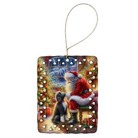Portuguese Water Dog and Santa Claus Porcelain Ornament Christmas Tree Hanging Decorations for Home Christmas Holiday, Rectangle, Gift, Multicolo