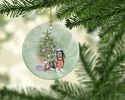 Basset Hound #2 Christmas Presents and Tree Ceramic Ornament Christmas Tree Hanging Decorations for Home Christmas Holiday, Party, Gift, 3 in