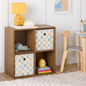 4-Cube Storage Organizer Bookshelf -stylish Storage Organizer Book Case for Home Bedroom Office, Easy Assembly, Modern Bookcase (Color: Warm Walnut)