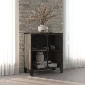 Storage Cabinet Gray 28.3"x14.2"x32.3" Metal and MDF (Color: Grey)