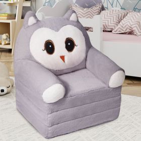 Children's single sofa chair, plush toddler armchair, washable set, cute animal-shaped seat, suitable for any room, reading room, living room (Color: Grey1)